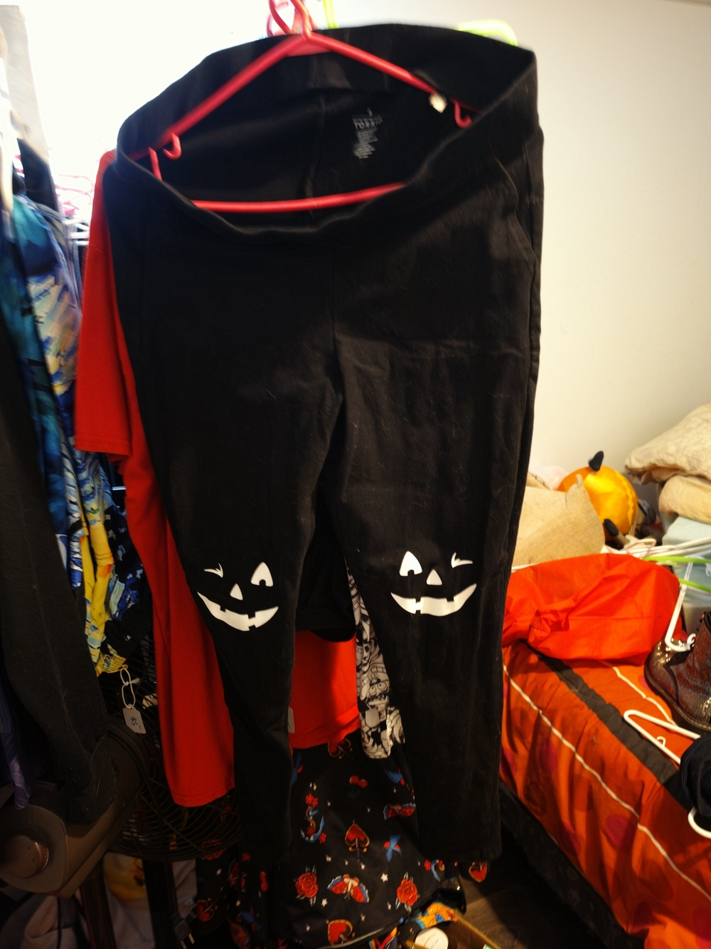 Women's Black Halloween Pumpkin Face Leggings